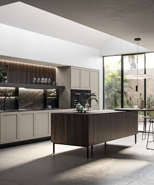 Cucina moderna Alma - Arredo3: isola e grande vetrata sul giardino